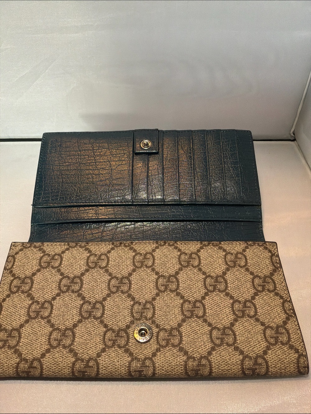 Gucci Beige and Brown GG Canvas Long Wallet - Picture 3 of 5
